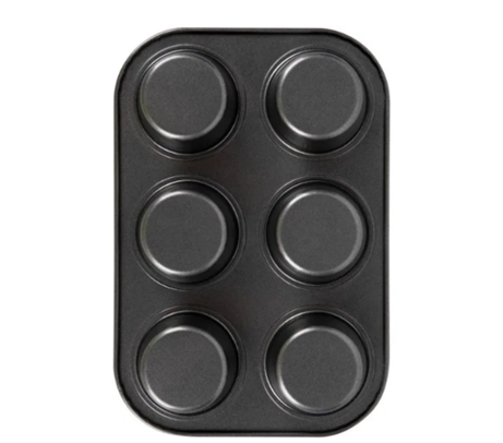 Форма для выпечки мафинов GUSTO GT-3126 на 6 ячеек 26 x 17 x 2.8 см антипригарная форма для кексов Черный | Зображення 3