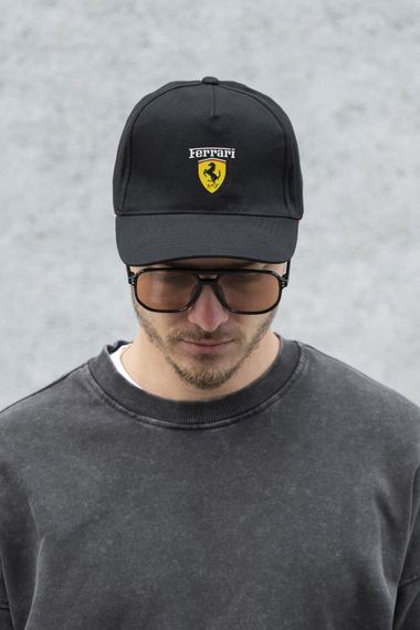 Кепка бейсболка тракер Without з принтом Ferrari Black