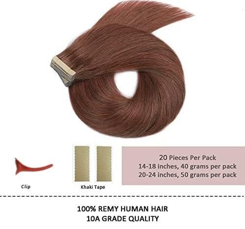 Накладні пасма натурального волосся Tape-In 50 см 50 г, Стрічкове нарощування, червоно-каштанові, 20 штук HotLulana | Зображення 4