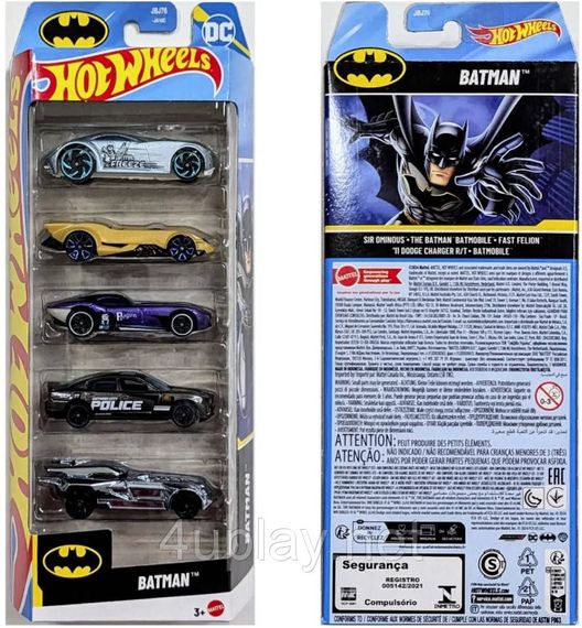 Набор из 5-ти машинок Хот Вилс Бэтмен Оригинал Hot Wheels Batman Бэтмобиль, Пингвин, Мистер Фриз | Зображення 2