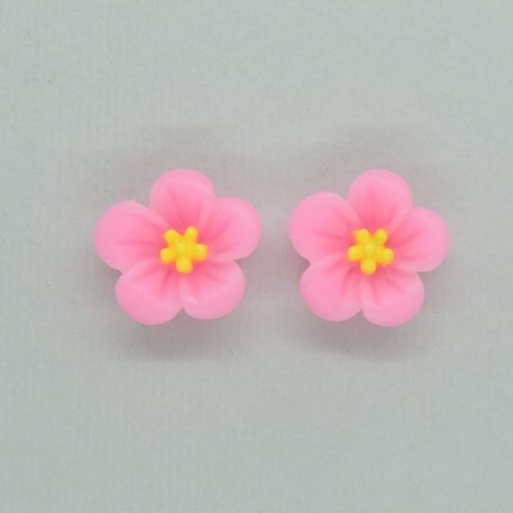 Сережки дитячі кліпси для вух без пробивання вуха Liresmina Jewelry "Квіткова Пишність" сакура | Зображення 1