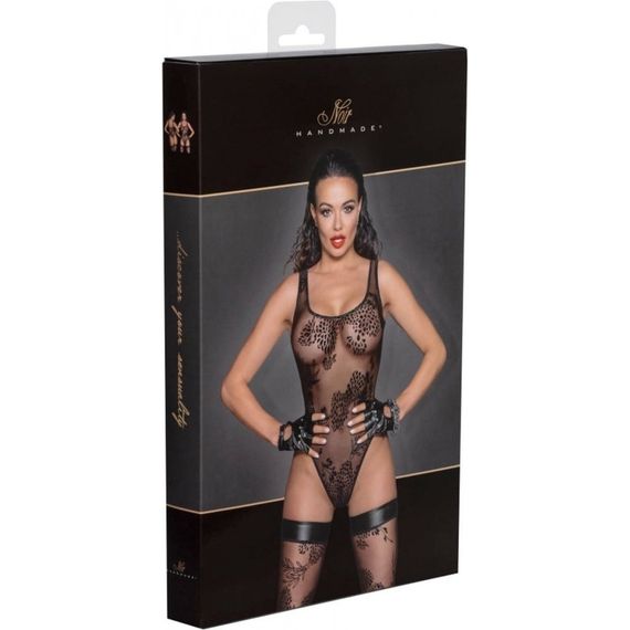 Боді з візерунками L F242 Noir Handmade, напівпрозоре, чорне Sex Aura | Зображення 5