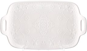 Блюда сервіровочні порцелянові (набір 2 штуки) "Біле Мереживо" 30х18см з ручками