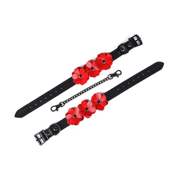 Поножі Liebe Seele Flower Rhythm - Black and Red Leather Flowers Hand Cuffs Sex Aura | Зображення 1