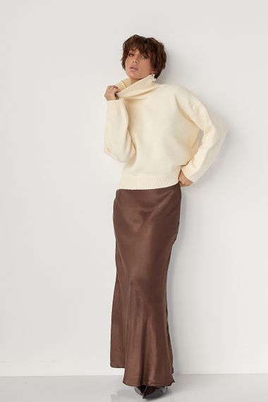 Теплий вільний гольф з розрізами внизу - кремовий цвет, ONE SIZE (є розміри) | Зображення 2