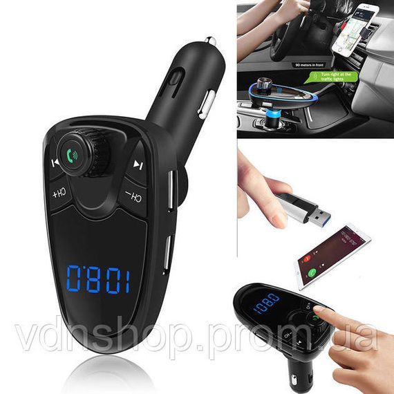 Фм модулятор блютуз в машину FM M1, Передавач для музики в машину, Автомобільний модуль блютуз YI-30 | Зображення 4