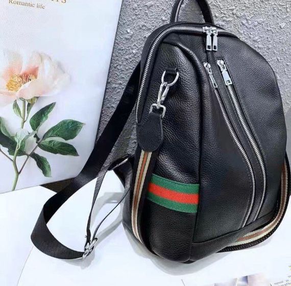 Жіночий чорний міський рюкзак з натуральної шкіри Tiding Bag - 24994 | Зображення 2