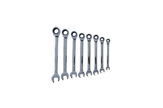Набор ключей комбинированных с трещоткой в чехле CrV 8, 10, 12, 14, 15, 17, 19 (8шт) СИЛА