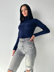 Женская теплая водолазка из термолайкры GF04845 цвет синий, размер 46/48