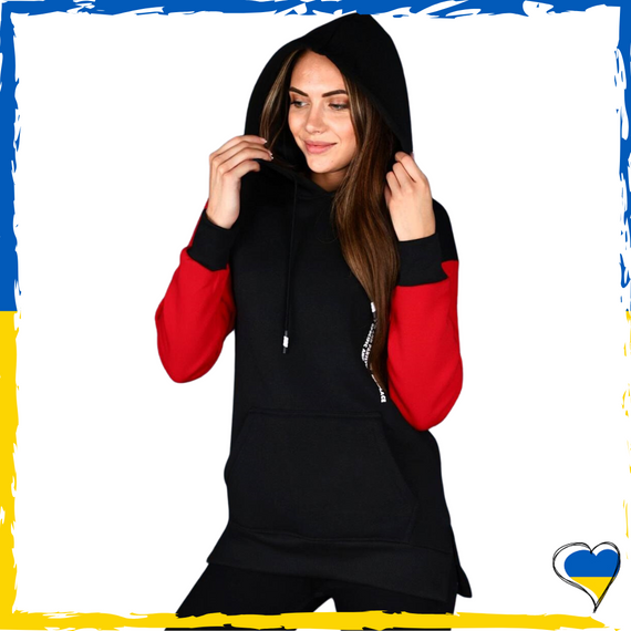 Худі чорне жіноче на флісі. Худі з двунитки. M/L, XL/2XL