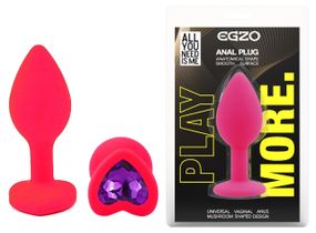 Силиконовая анальная пробка EGZO - Silicone Pink Heart Plug Purple, size S Sex Aura
