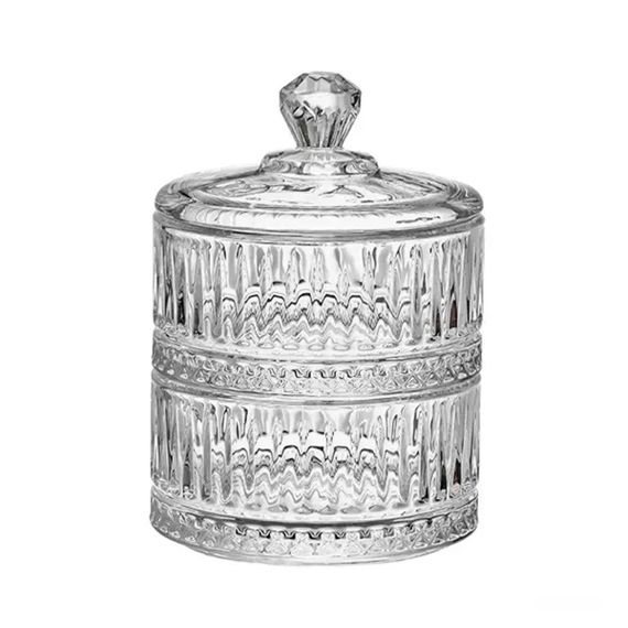 Цукерниця скляна дворівнева Ø 10 см кругла HP-YH-71