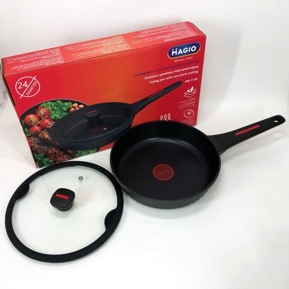 Лита антипригарна сковорода Magio MG-1170 24 см, для індукційної плити, сковорода з індукційним дном | Зображення 1