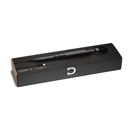 Вібромасажер DOXY3 USB-C Massager MATTE BLACK, кабель USB-C, регульована інтенсивність, компактний | Зображення 4