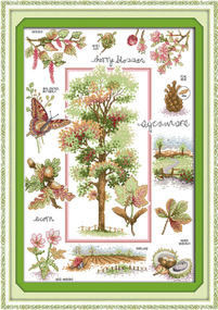 Набор для вышивания крестиком по нанесённой на канву схеме "Botanical garden". AIDA 14CT printed, 39*55см