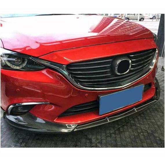 Передняя губа на бампер V1 (2017-2019, Карбон) для Mazda 6 | Зображення 1