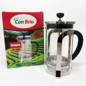 Френч-прес Заварник для чаю та кави Con Brio CB-5560 600 мл, Чайник самовар скляний для заварки