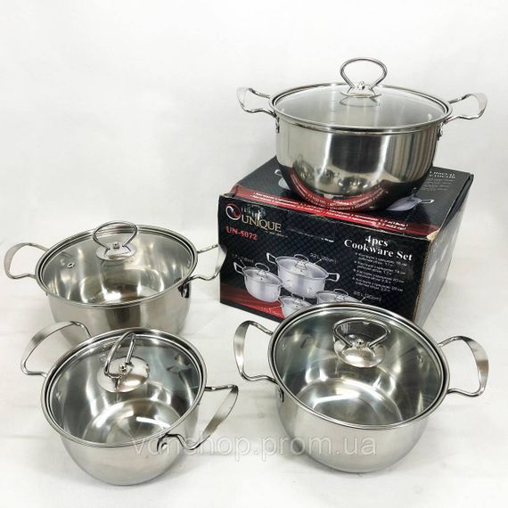 Набор кастрюль сталь Unique UN-5072, Комплект металлических кастрюль Фирменные наборы CY-60 | Зображення 5
