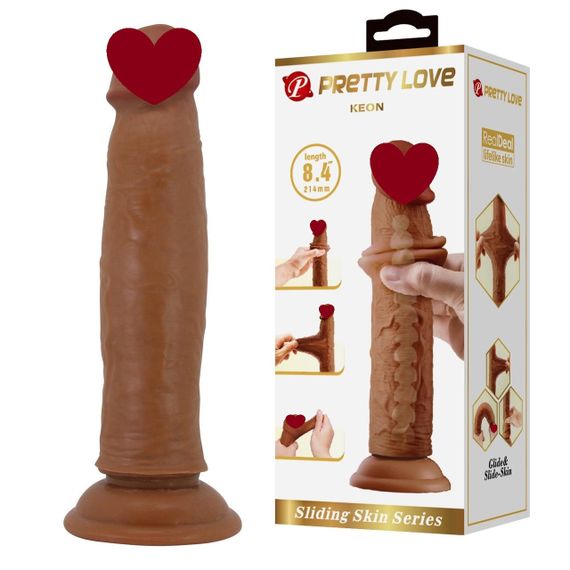 Фаллоимитатор PRETTY LOVE - KEON 8.4(214mm) Sliding Skin Series TPR, Suction base Bendable Sex Aura