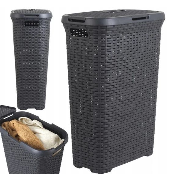 Корзина для белья пластиковая Curver Natural Style 40 л 00709 темно-серая, прочная и удобная | Зображення 6