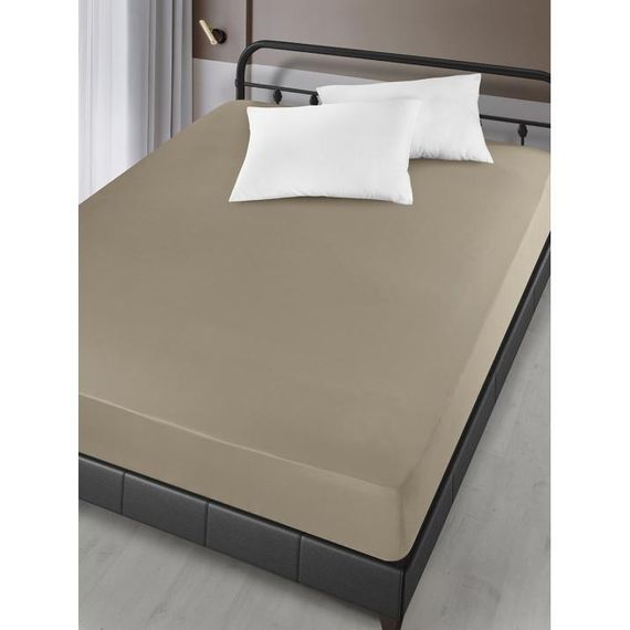 Простирадло на резинці Arya Сатин London AR-A107299-light-brown 160х200х30 см світло-коричневий