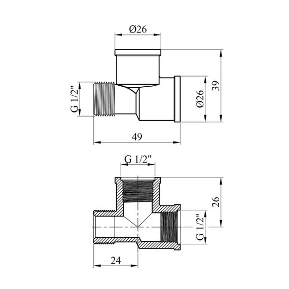 Трійник посилений LexLine 1/2" ВВЗ нікельований НК0203-Вн | Зображення 1