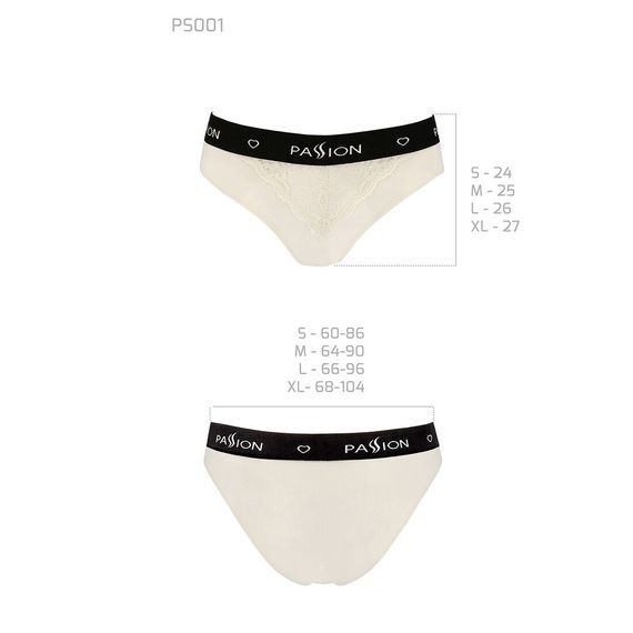 Трусики з широкою гумкою і мереживом Passion PS001 PANTIES L, ecru | Зображення 4
