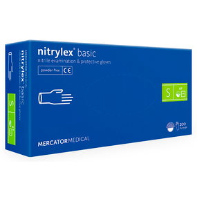 Сині нітрилові рукавички Nitrylex Basic Mercator, розмір S