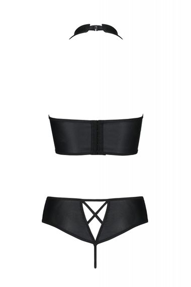 Комплект з екошкіри Passion Nancy Bikini 4XL/5XL black, бра та трусики з імітацією шнурівки, 4XL/5XL | Зображення 3