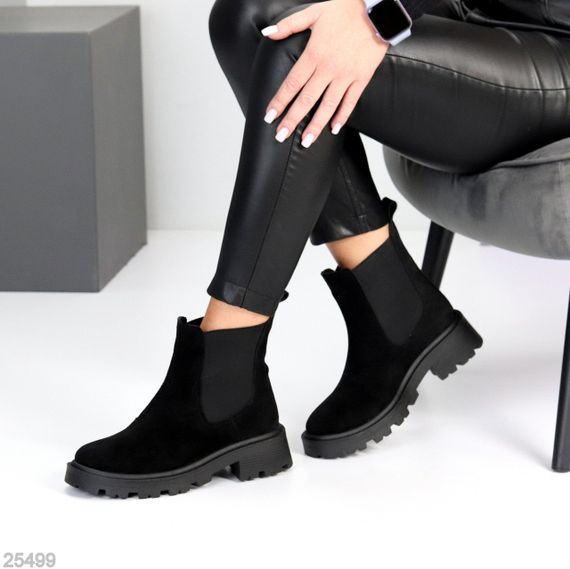 Черные повседневные ботинки челси натуральная замша низкий ход | Зображення 1