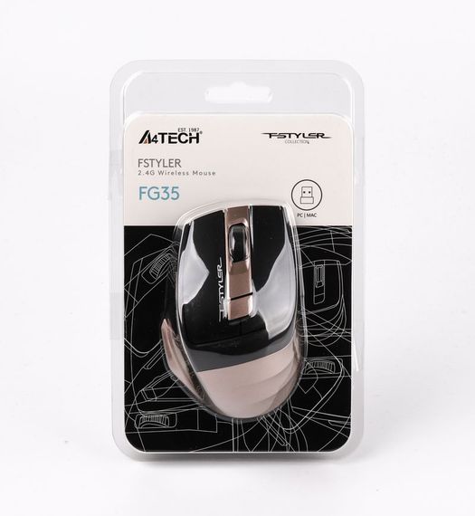 Миша бездротова A4Tech Fstyler FG35,  USB, колір чорний+бронза | Зображення 5