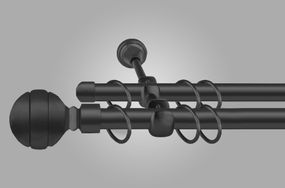 Чорний матовий Карниз для штор металевий, дворядний 19 мм (комплект) Калісто 240 см