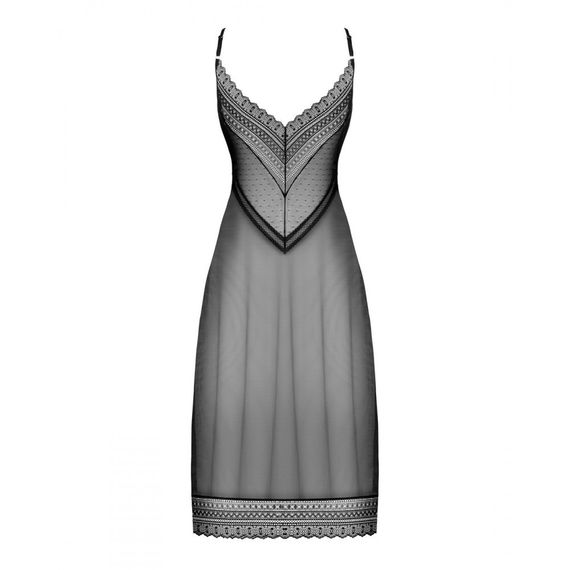 Пеньюар длинный Obsessive Estiqua с открытой спиной, черный, M/L sexstyle | Зображення 11