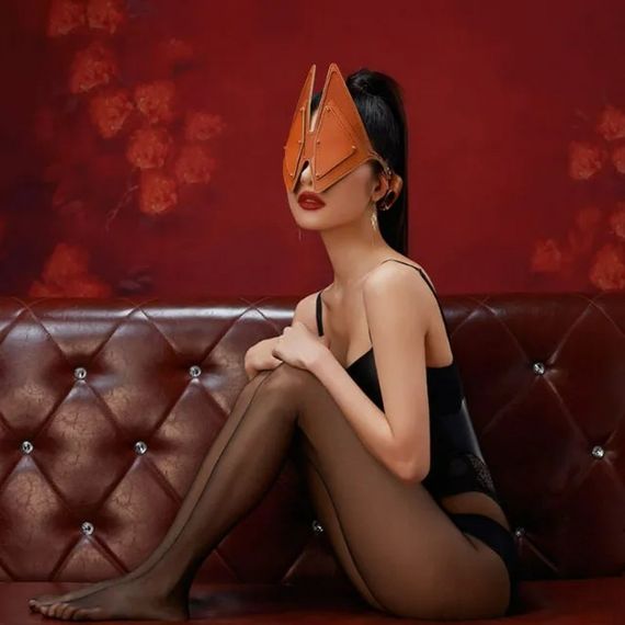 Маска Лисички з передньою частиною Lockink, що відстібається, натуральна шкіра, коричнева, One Size | Зображення 3