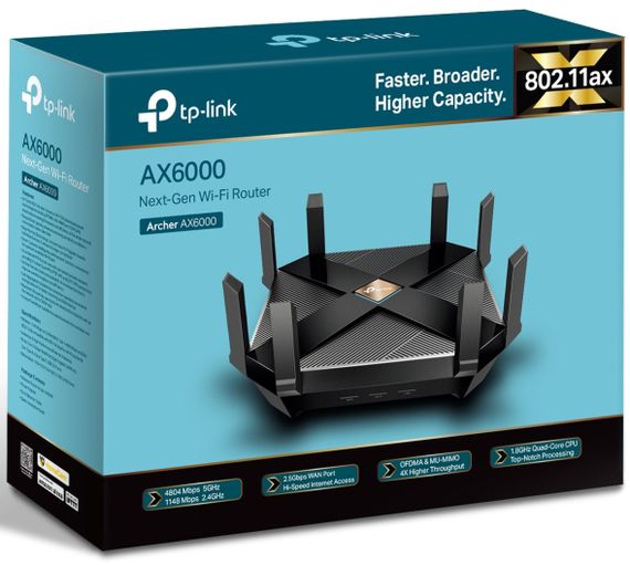 Маршрутизатор TP-LINK ARCHER AX6000 8xGE LAN 1xGE WAN BT USB3.0 USB-C MU-MIMO OFDMA (ARCHER-AX6000) | Зображення 6