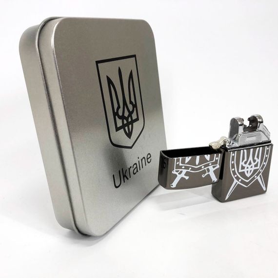 Дугова електроімпульсна запальничка USB Україна металева коробка HL-446. Колір: чорний | Зображення 9