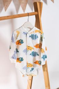 Боді з начосом для новонароджених з довгим рукавом на кнопках, 0–24 міс принт Діно