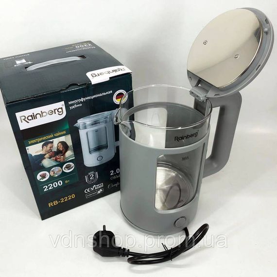 Електрочайник для дому з підсвічуванням Rainberg RB-2220 2200 Вт 2 л, Чайник красивий електричний NZ-49 | Зображення 1