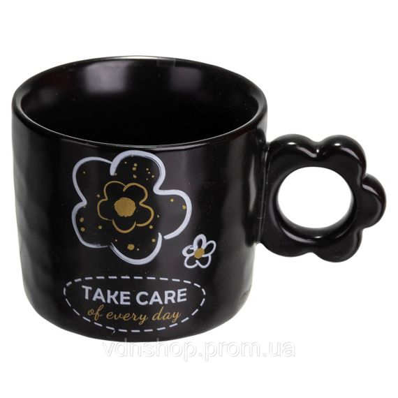 Чашка для чая и кофе фарфоровая 420 (мл) красивая оригинальная кружка на подарок Черная FM-14C | Зображення 1
