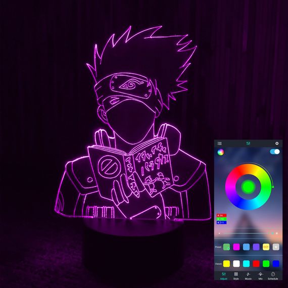 Акриловий світильник-нічник керування з телефона Какаши Хатаке 2 tty-n000456