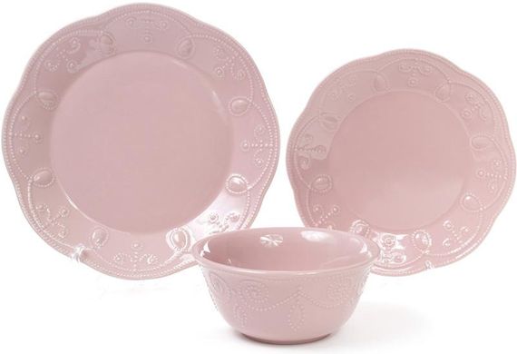 Набір 6 обідніх тарілок Leeds Ceramics Ø28.5см, кам'яна кераміка (рожеві) | Зображення 1