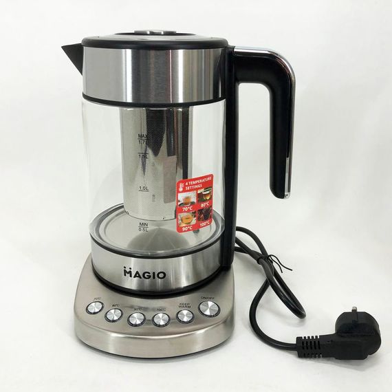 Електрочайник MAGIO MG-494, чайник прозорий з підсвічуванням, чайник дисковий, електрочайник з підсвічуванням | Зображення 9