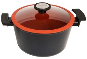 Каструля зі скляною кришкою Neoflam EC-DC-C24I з мармуровим покриттям 24 см 4.8 л Чорно-червоний