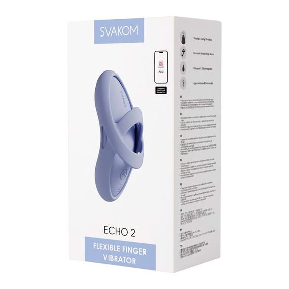 Смарт-вібратор для клітора Svakom Echo 2 Sky Blue, підігрів до 38 °C, знімна насадка на палець | Зображення 9