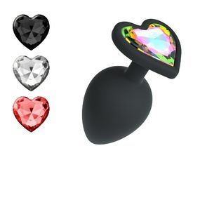 Анальна пробка Cuore Crushious, зі змінними кристалами, силіконова, чорна, 7 х 2.7 см, розмір S Sex Aura