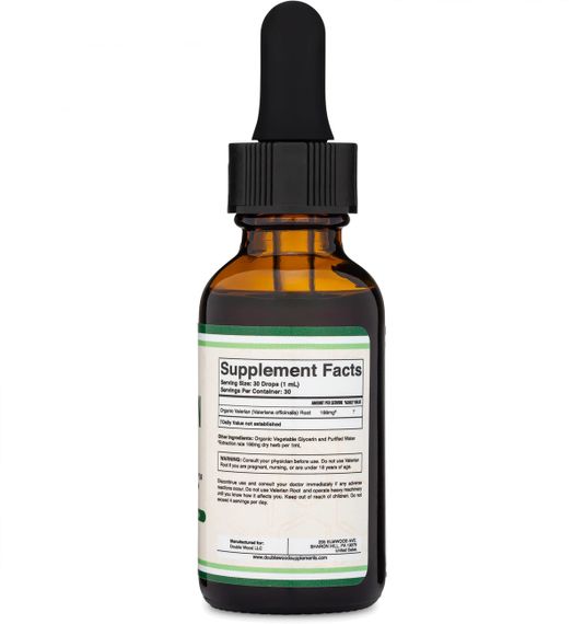 Екстракт кореня валеріани Double Wood Supplements Valerian Root Drops (168 mg in 1 ml) 30 ml | Зображення 1