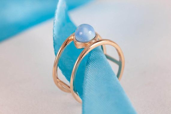 Кольцо из красного золота с бирюзой 19 | Зображення 1
