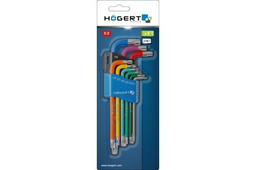 Набір ключів Torx, кольорових, HT1W817 уп 9 шт Hoegert | Зображення 1