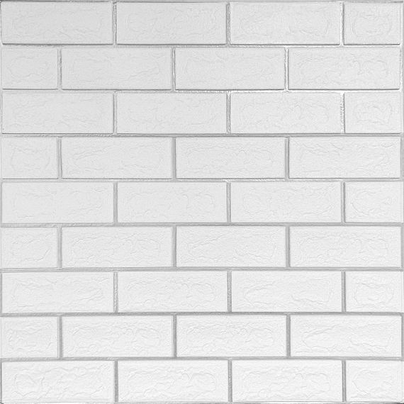 Панель стеновая 70*70cm*5mm белый кирпич с серебром (D) SW-00001502