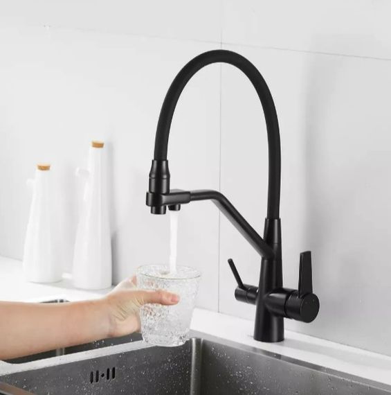 Змішувач для кухні WEZER з підлкюченням до фільтру INX4A-08-BLACK | Зображення 1